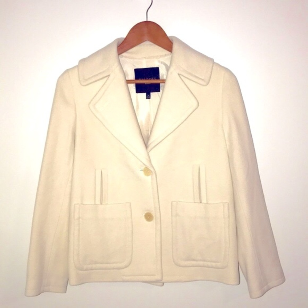 Talbots Ivory Wool Pea Coat Women’s 2P Fully Lined